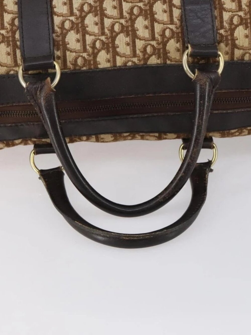 Christian Dior Trotter Canvas Boston Bag Beige Gold - Picture 9 of 16